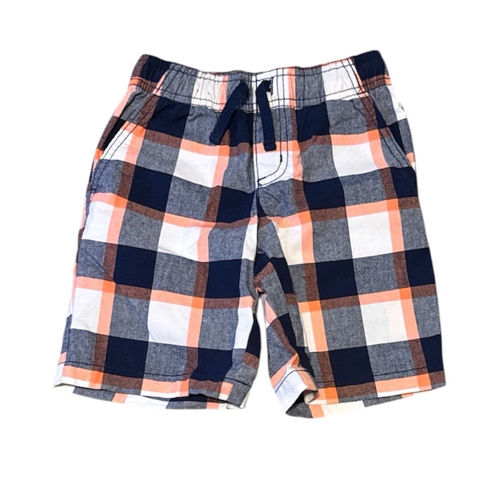 Gymboree Plaid Shorts - Navy, Orange, White
